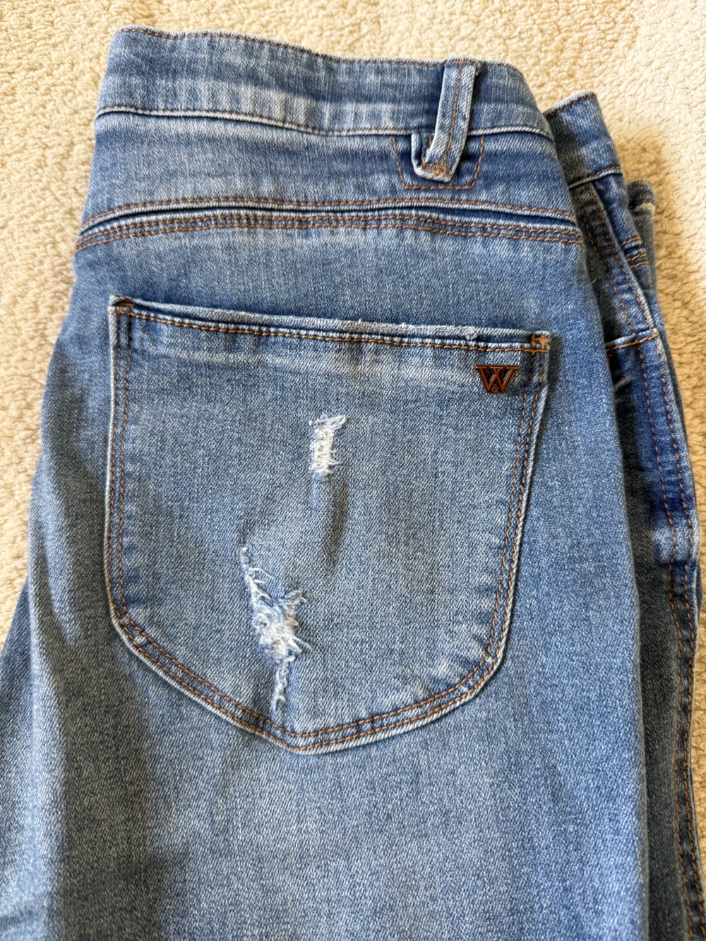 Wit & Wisdom distressed flare jeans with split side hem and absolution waist